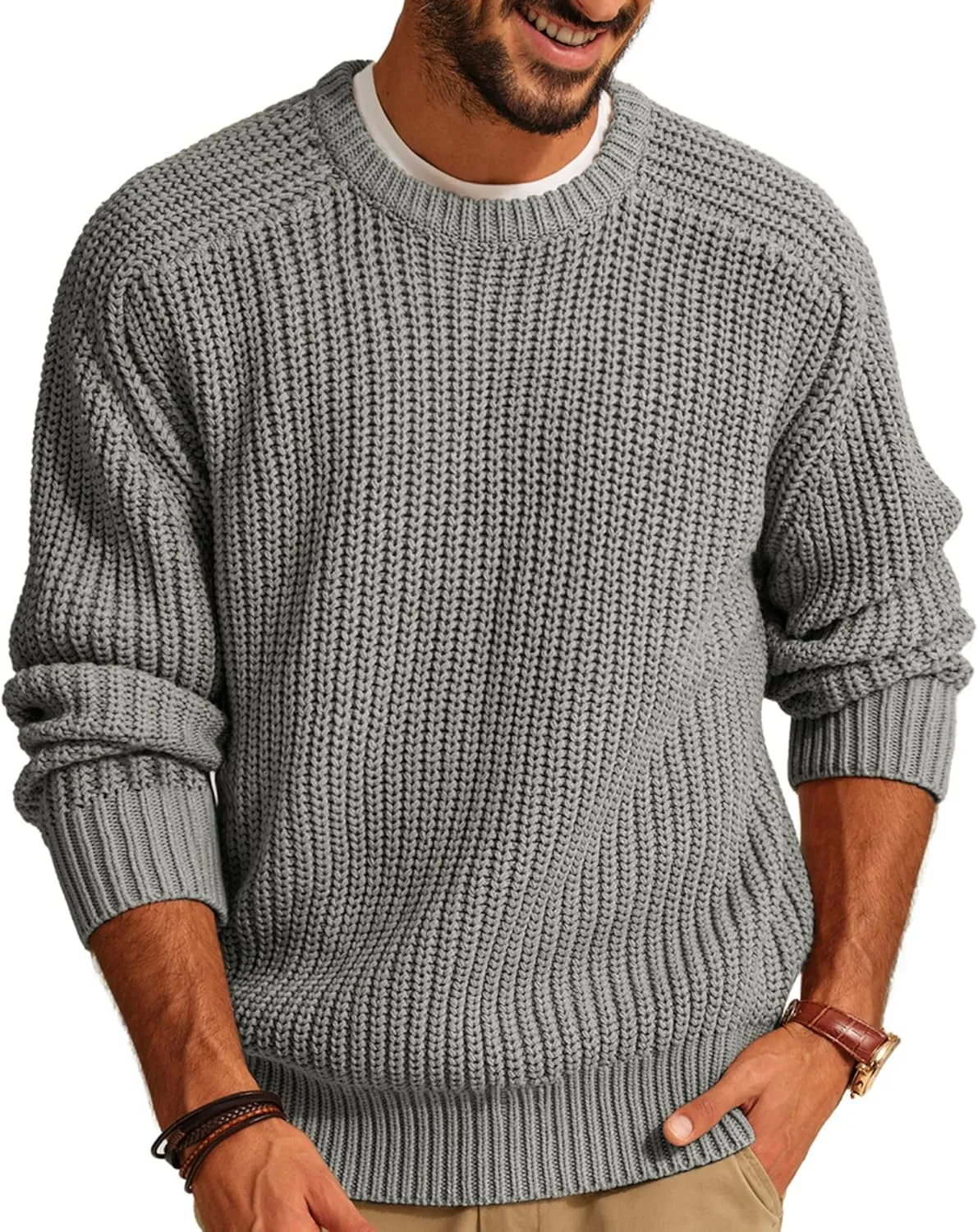 PJ PAUL JONES Mens Sweater Crewneck Knit Sweaters Casual Textured Pullover Sweater