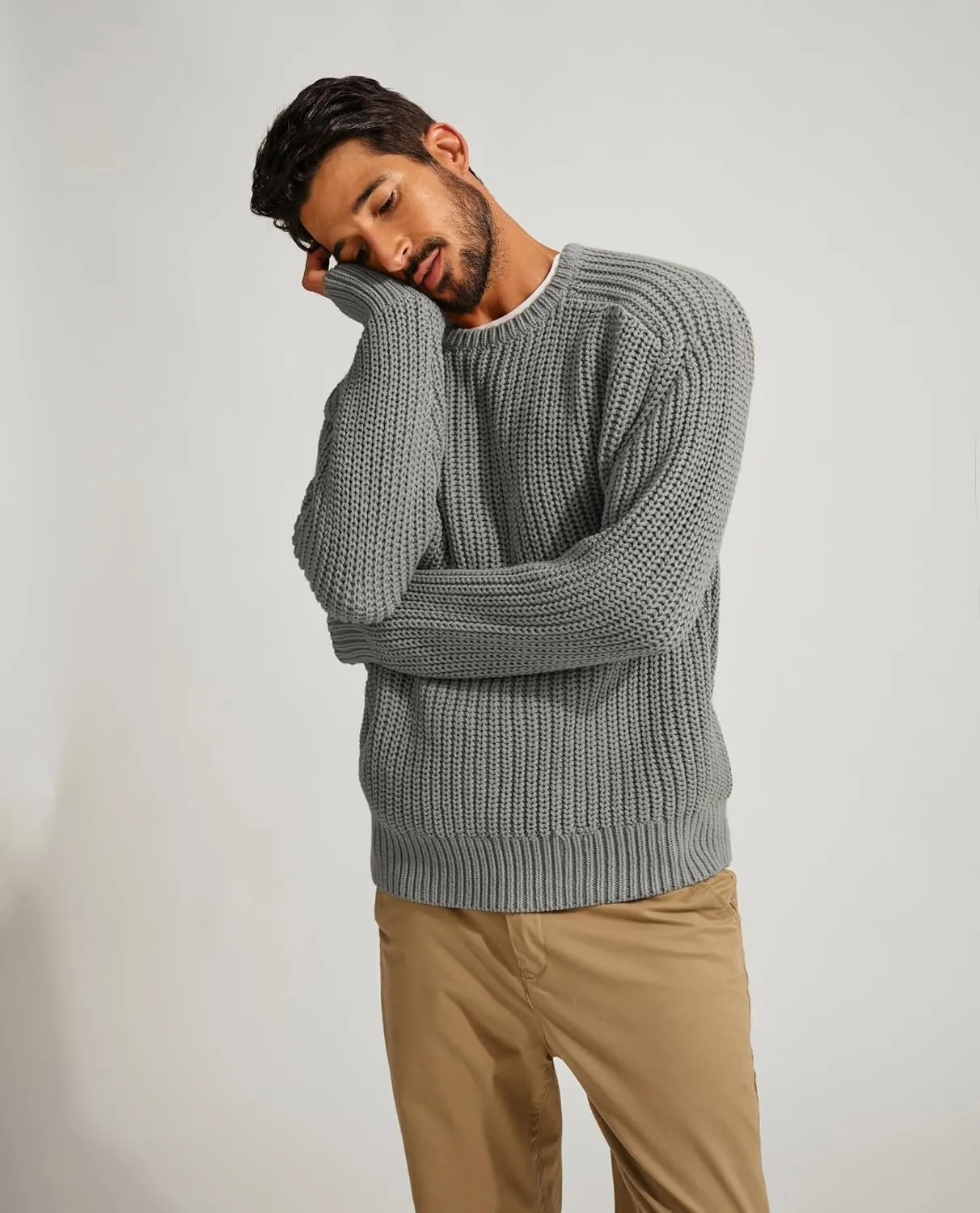 PJ PAUL JONES Mens Sweater Crewneck Knit Sweaters Casual Textured Pullover Sweater
