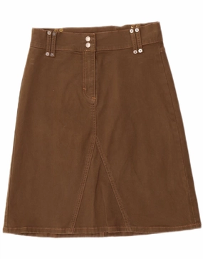 BENETTON Girls Denim Skirt 11-12 Years XL W28  Brown Cotton Sleek Style Trendy midi dress