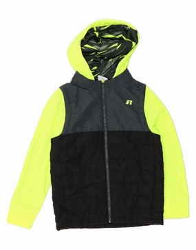 RUSSELL ATHLETIC Boys Windbreaker Jacket 7-8 Years Medium Black Cold Protection Trail Friendly