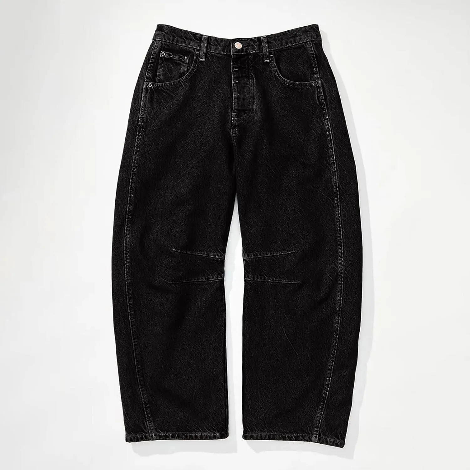 Plus Size Barrel Jeans Women High Waisted Casual Straight Leg Stretch Trendy Bootcut Wide Leg Denim Pant Long Trouser