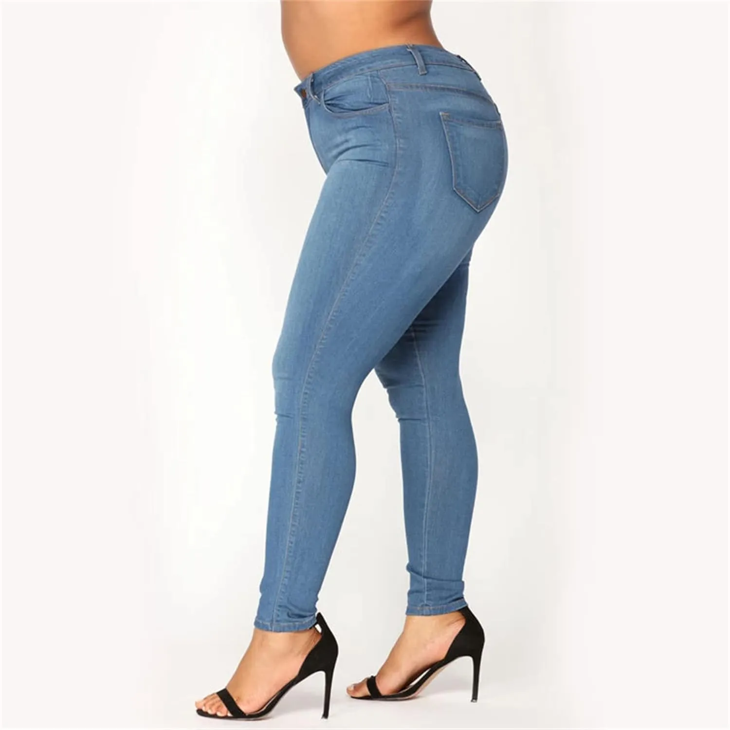 Plus Size Jeans for Women High Waisted Stretch Casual Skinny Jeans Regular Fit Straight Leg Denim Pants Jegging (3X-Large,Blue)