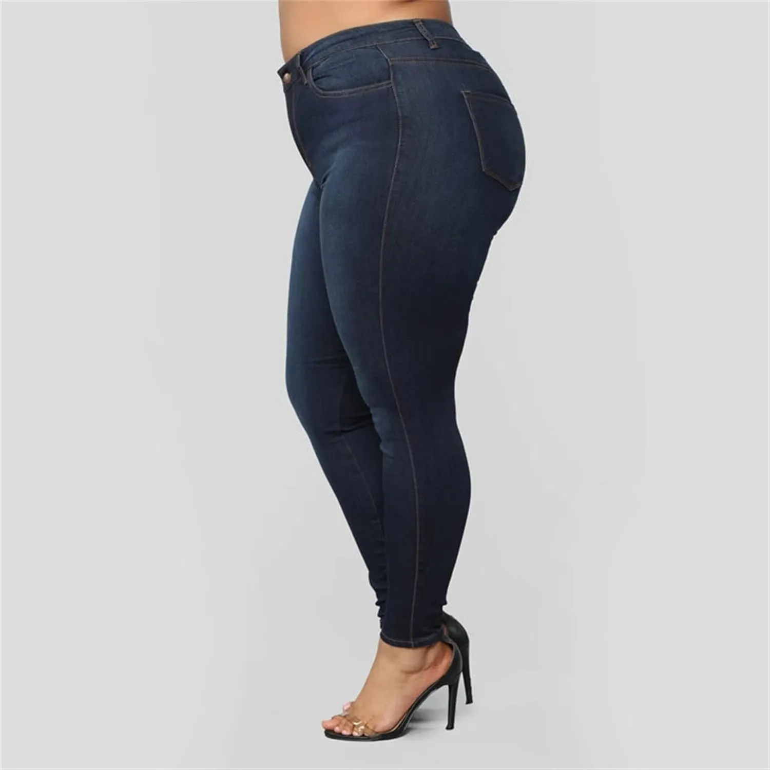 Plus Size Jeans for Women High Waisted Stretch Casual Skinny Jeans Regular Fit Straight Leg Denim Pants Jegging (3X-Large,Navy Blue)