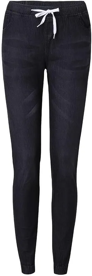 Plus Size Jeans for Women Trendy Elastic Slim Fitting High Rise Drawstring Jean Stretch Waisted Jogger Denim Pants