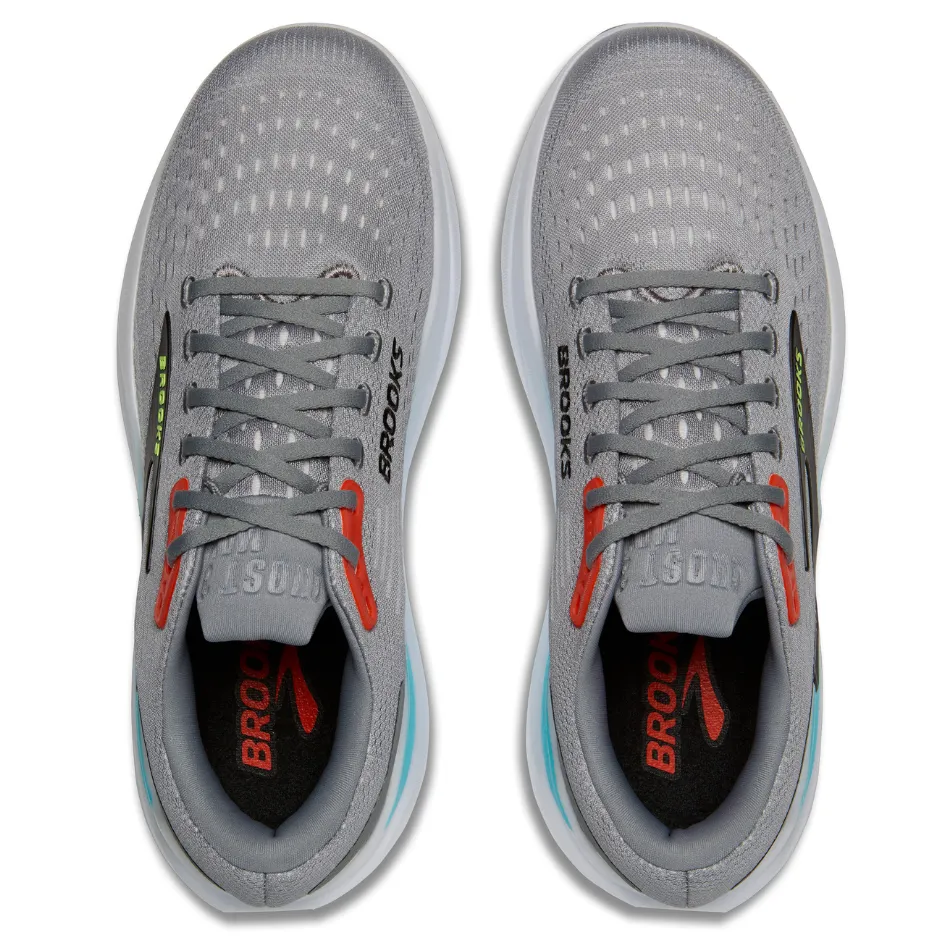 slow - drying shoes pre - workout preparation Brooks Men's Ghost Max 3 Running Shoes in Primer Grey/Antarctica/Red AW25