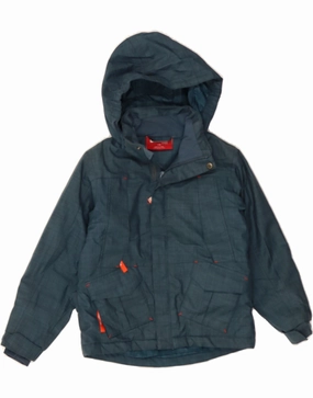WAREHOUSE Boys Hooded Windbreaker Jacket 7-8 Years Blue Polyester dry weather DurableShell