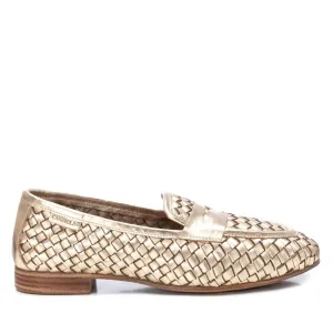 Women's Carmela Collection Moccasins Shoes In Gold Versatile Leather Shoes Simple Style