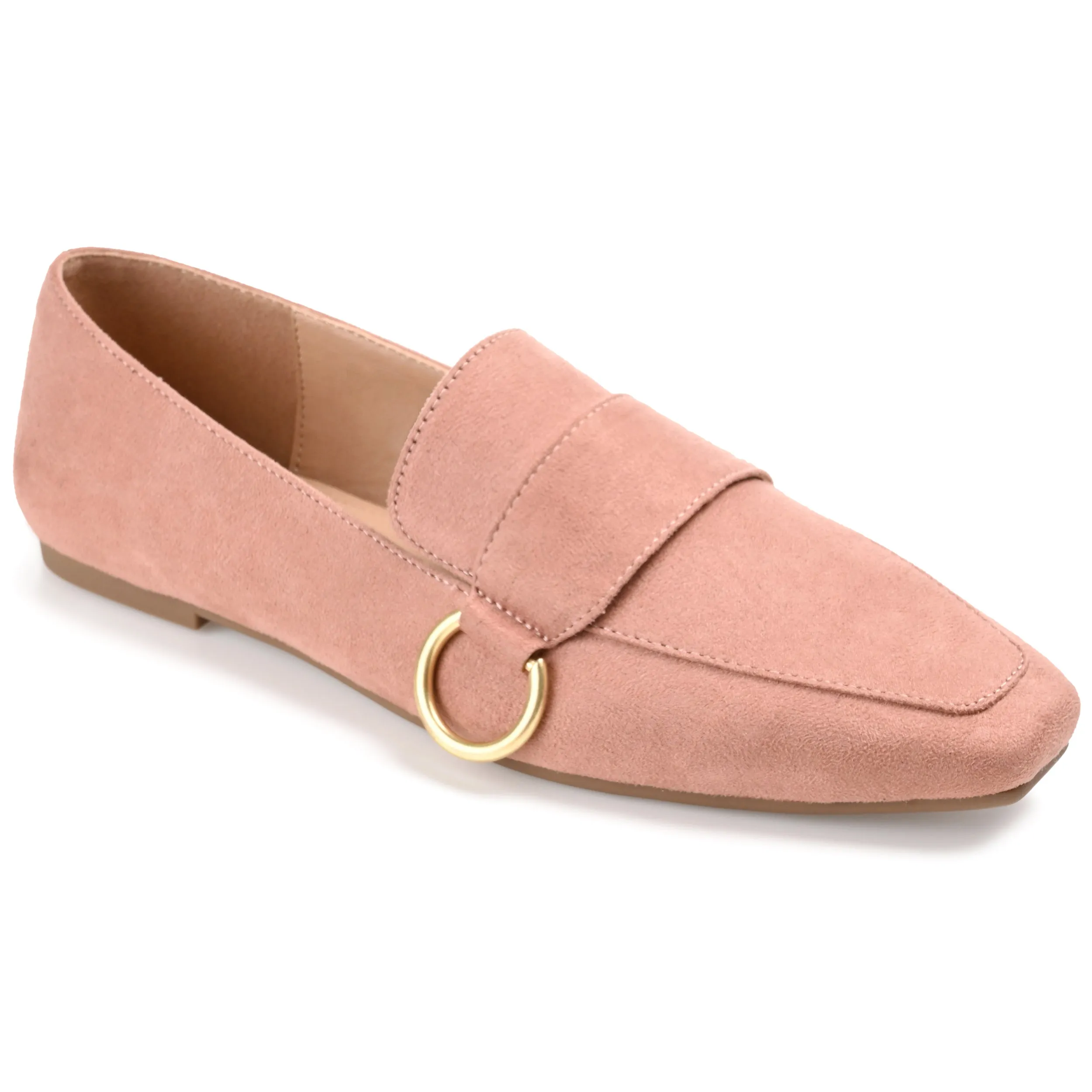 Journee Collection Women's Benntly Slip On Square Toe Loafer Flats Canvas