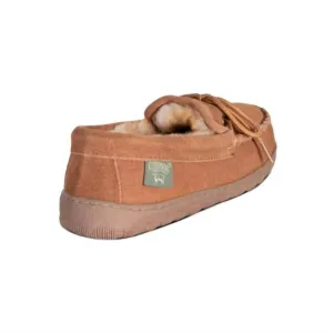 Women Leather Moccasin In Chestnut Chic Detail Dressed Down
