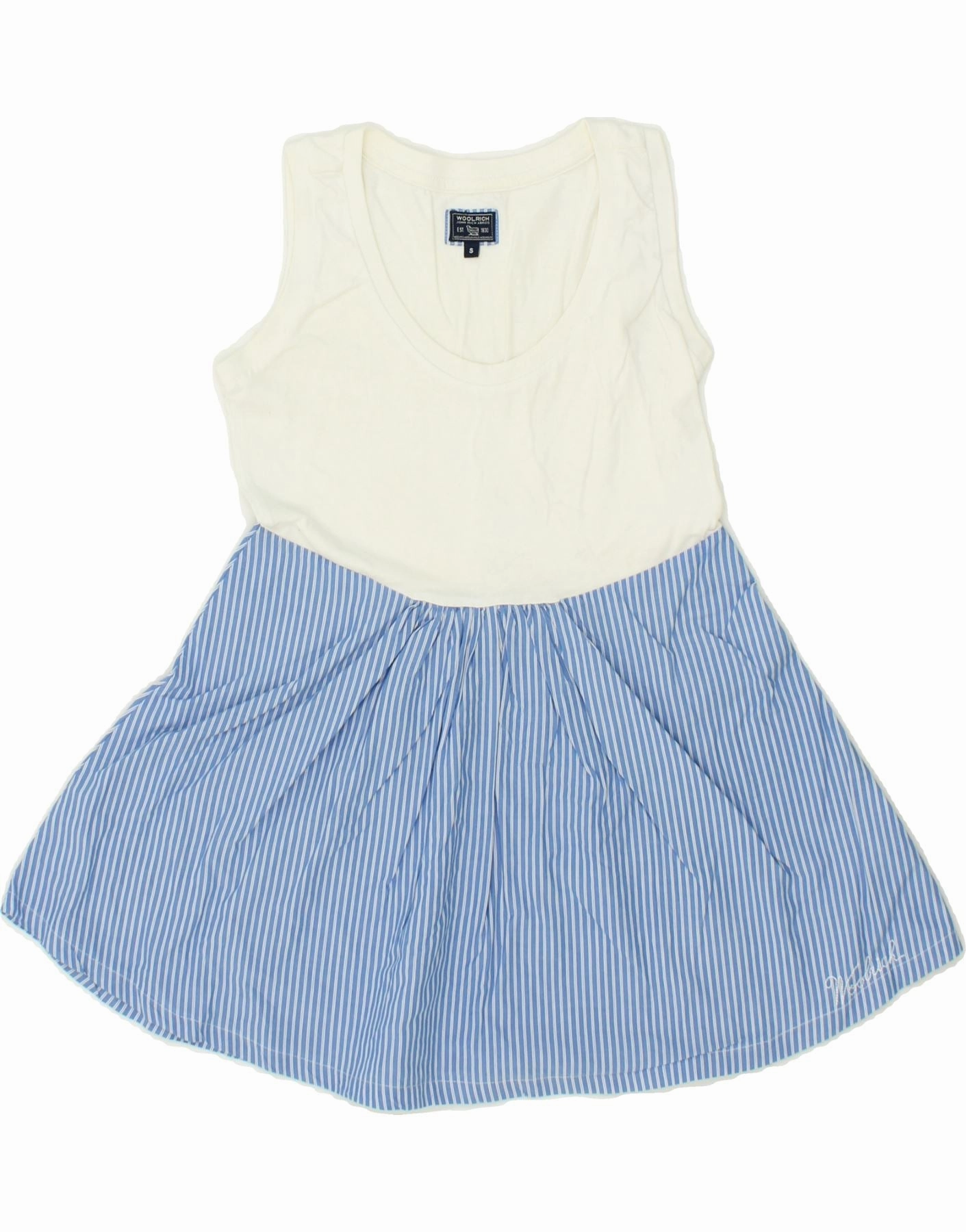 Petite friendly WOOLRICH Girls A-Line Dress 7-8 Years Small White Colourblock Cotton