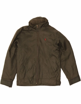 POLO RALPH LAUREN Boys Hooded Bomber Jacket 12-13 Years Medium Khaki Nylon suitable for spring activities