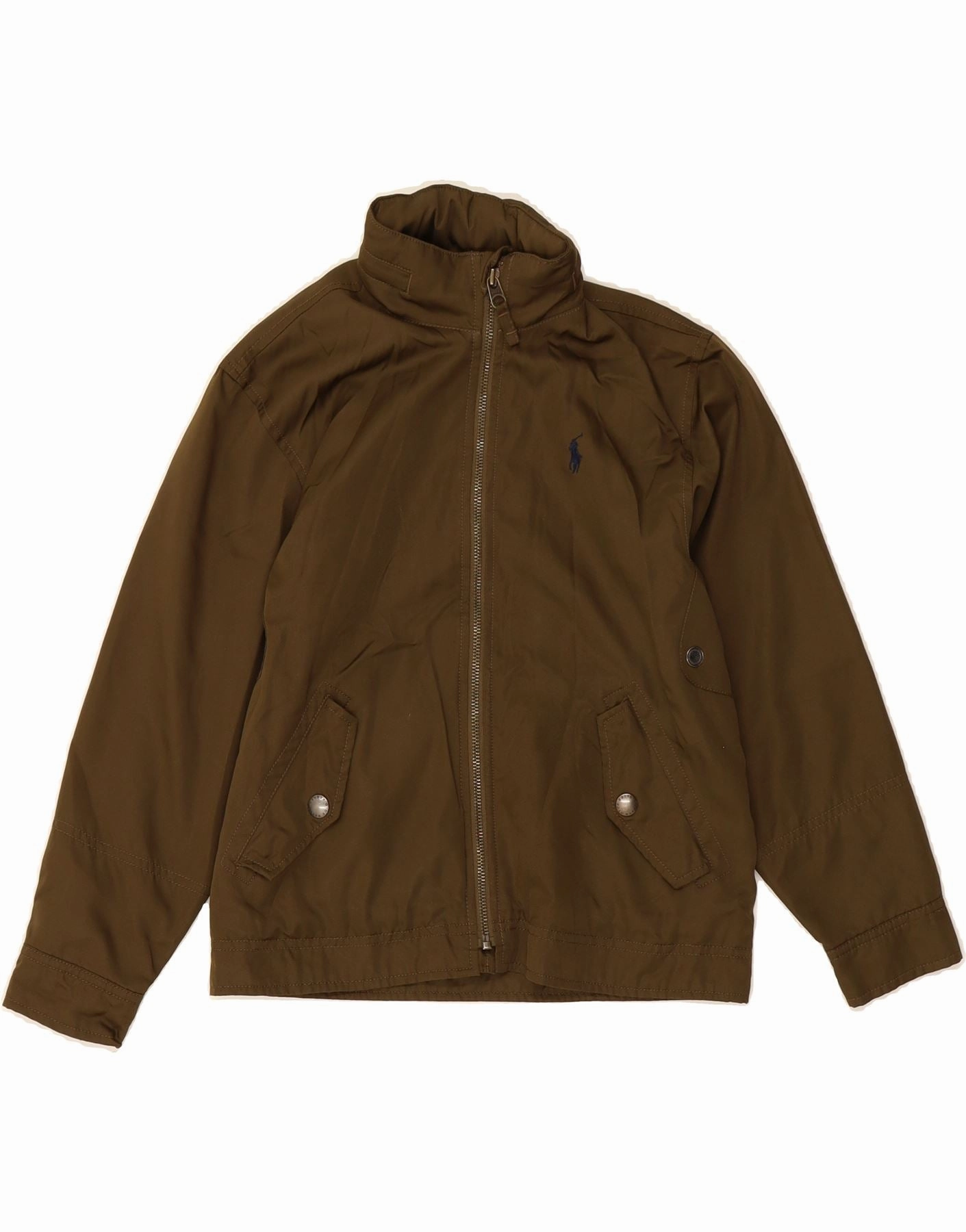POLO RALPH LAUREN Boys Hooded Bomber Jacket 8-9 Years Brown Polyester Thermal wear