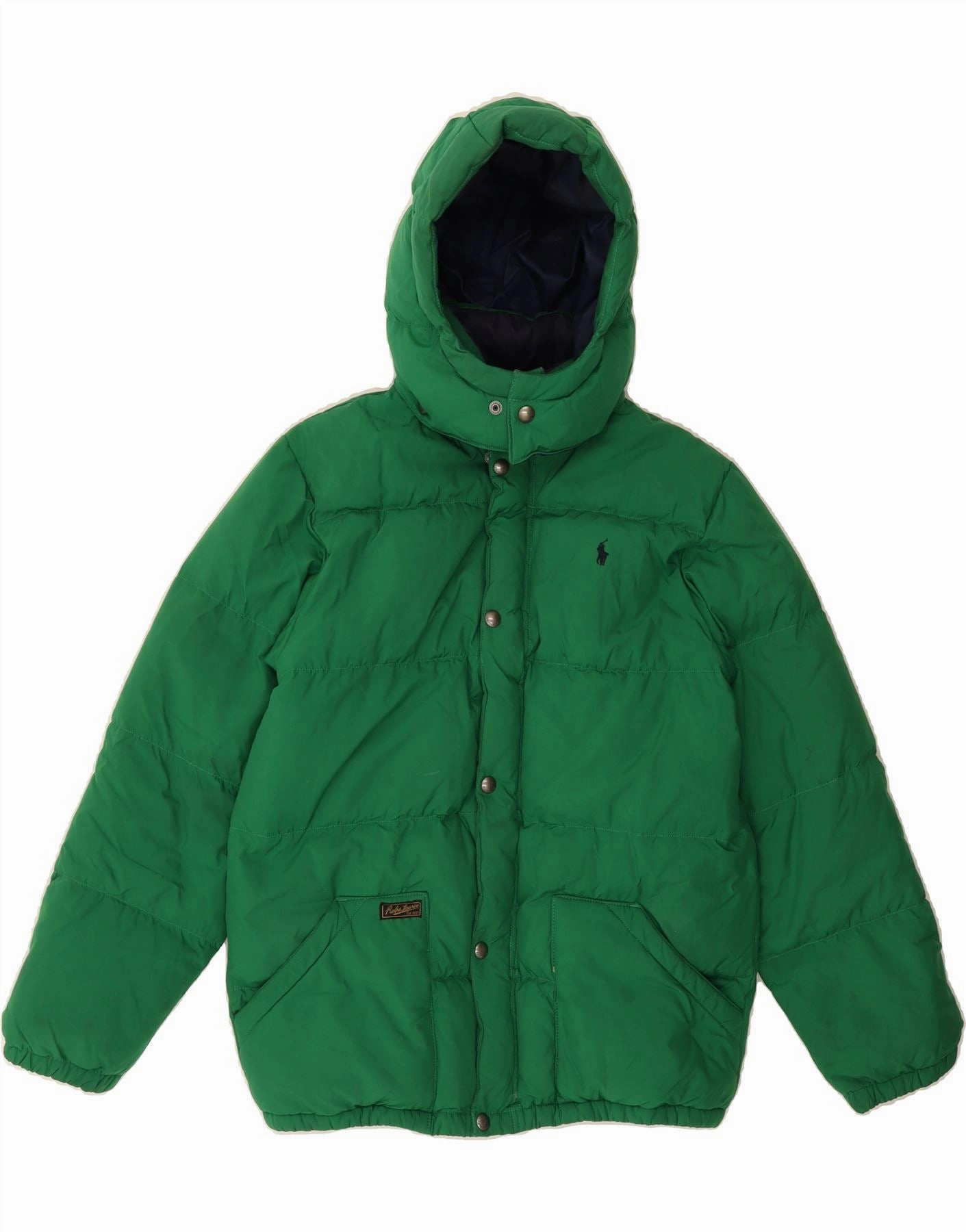 POLO RALPH LAUREN Boys Hooded Padded Jacket 15-16 Years XL Green Polyester Eco Friendly Certified Everyday Style