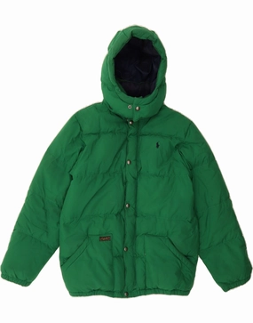 POLO RALPH LAUREN Boys Hooded Padded Jacket 15-16 Years XL Green Polyester Eco Friendly Certified Everyday Style