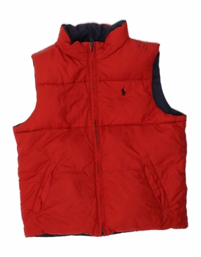 POLO RALPH LAUREN Boys Reversible Padded Gilet 5-6 Years Red Polyester MultiPocketDesign