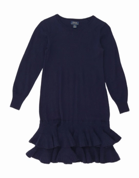Chic Harmony Airy Feel POLO RALPH LAUREN Girls Jumper Dress 12-13 Years Large Navy Blue