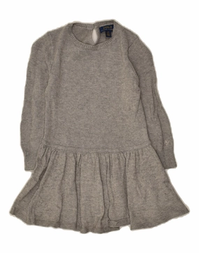 Street Vibe POLO RALPH LAUREN Girls Long Sleeve Drop Waist Jumper Dress 2-3 Years Grey