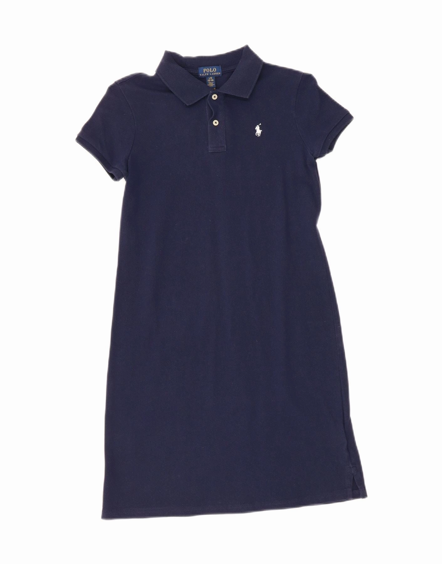 Modern and Stylish POLO RALPH LAUREN Girls Polo Dress 12-13 Years Large Navy Blue Cotton