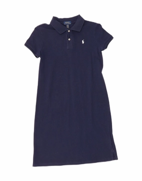 Modern and Stylish POLO RALPH LAUREN Girls Polo Dress 12-13 Years Large Navy Blue Cotton