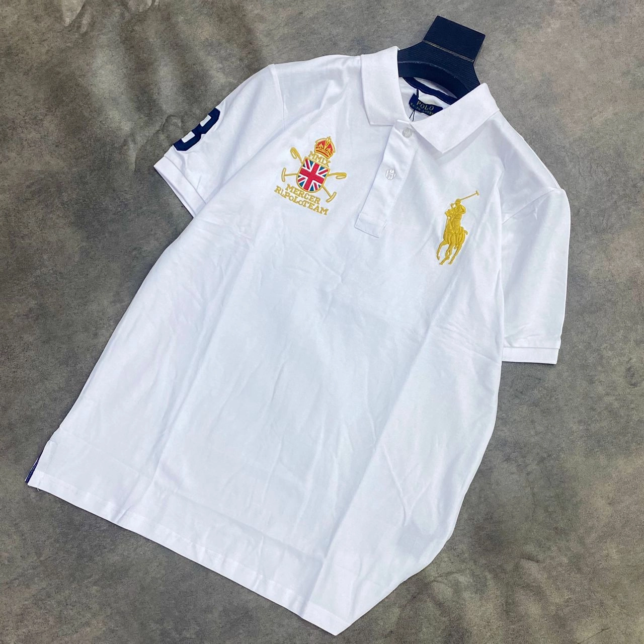Polo Ralph Lauren White Cross Mallet Polo Light and Comfortable Trendy Fabric