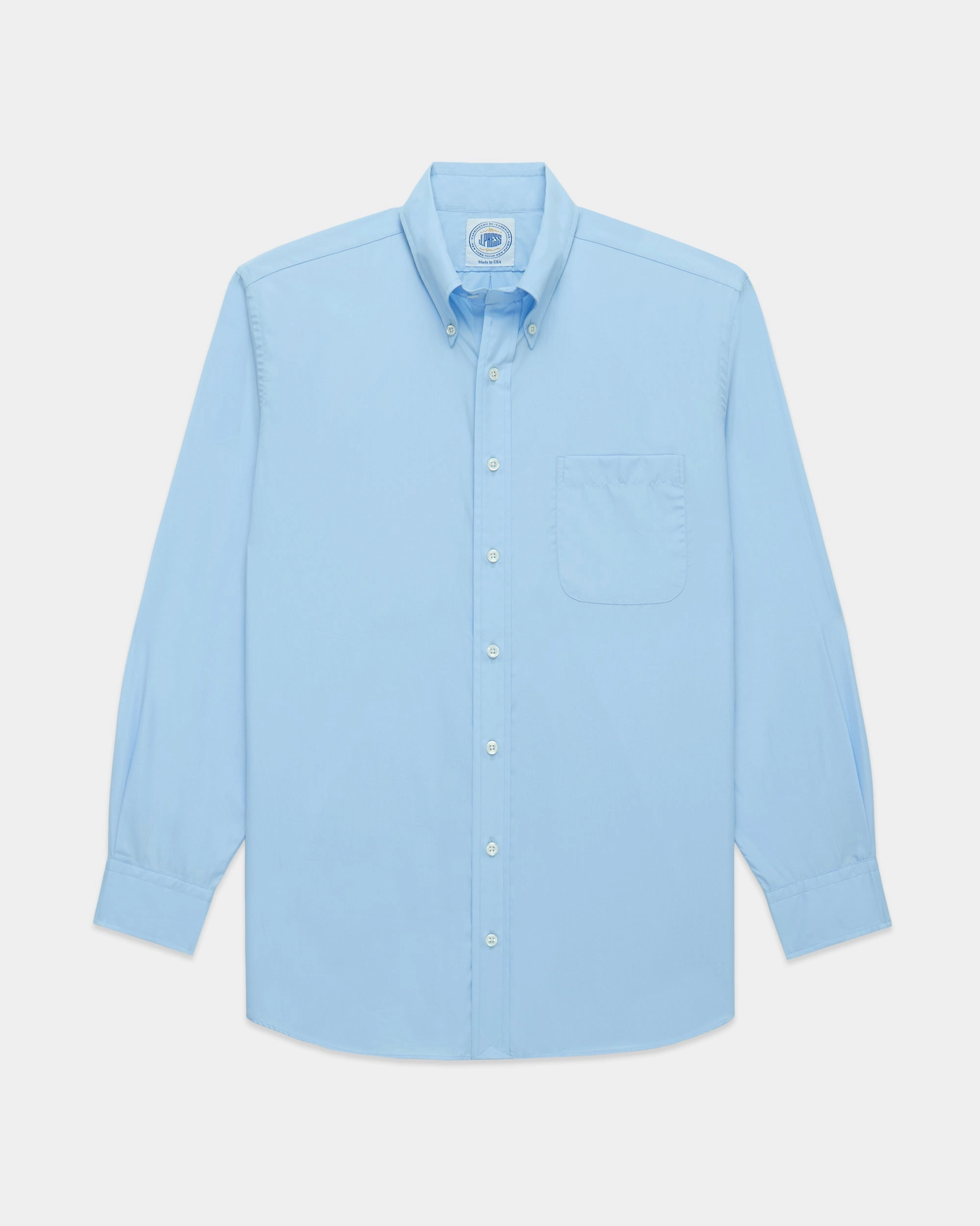 Made-in-USA Thomas Mason Solid Blue Broadcloth Button Down Shirt - Regular Fit Ombre look