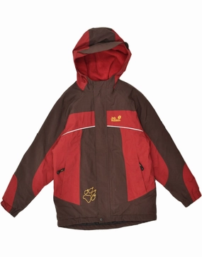 Easy Protection JACK WOLFSKIN Boys Graphic Hooded Windbreaker Coat 9-10 Years Red