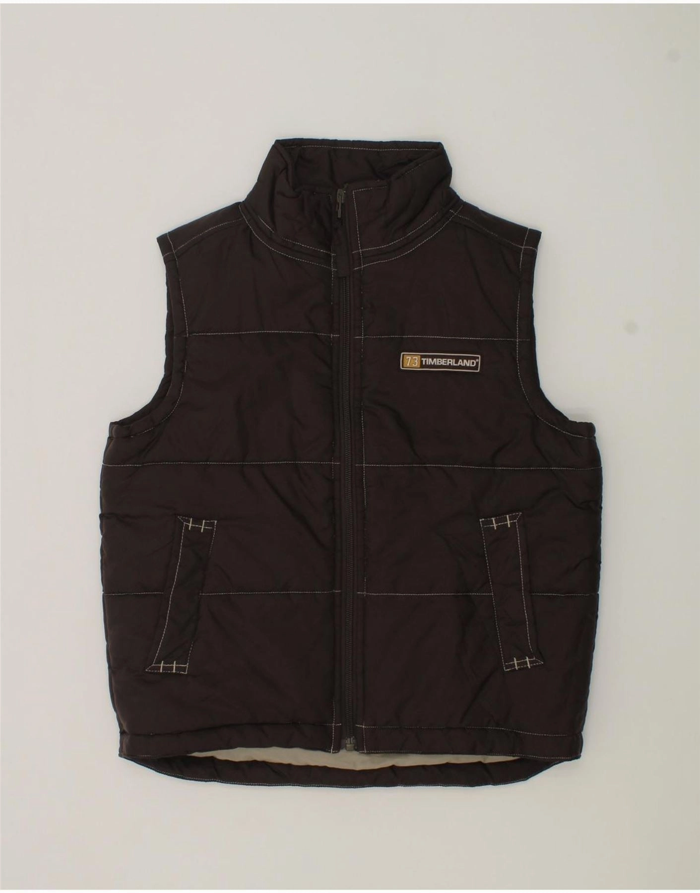 TIMBERLAND Boys Padded Gilet 5-6 Years Brown Nylon Non Chafing Edges Adaptive Climate Control