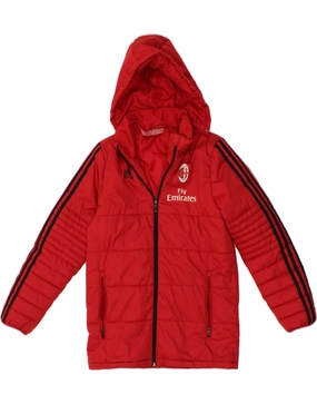 ADIDAS Boys AC Milan Graphic Hooded Padded Jacket 11-12 Years Medium Red Neutral Stylish Insulation