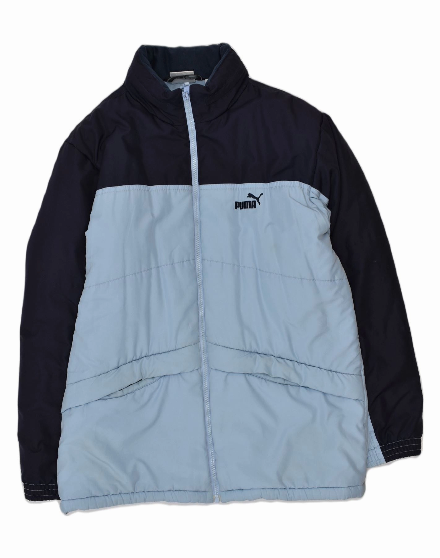 PUMA Boys Hooded Windbreaker Jacket 15-16 Years Blue Colourblock Polyester Budget suitable for sunny days