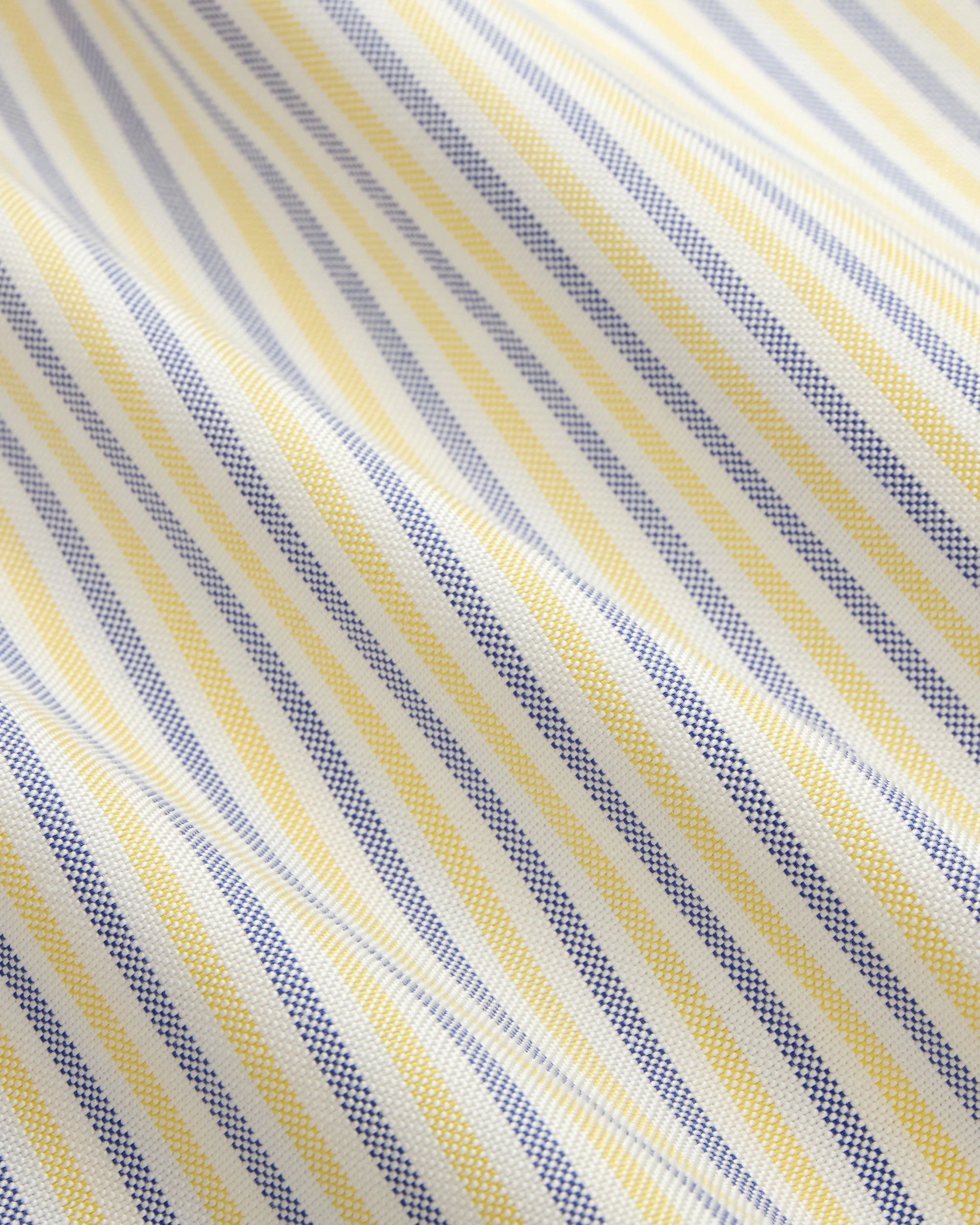 Made-in-USA Yellow & Blue Alternating Stripe Oxford Dress Shirt - Classic Fit Compact Fold Design Casual Comfort