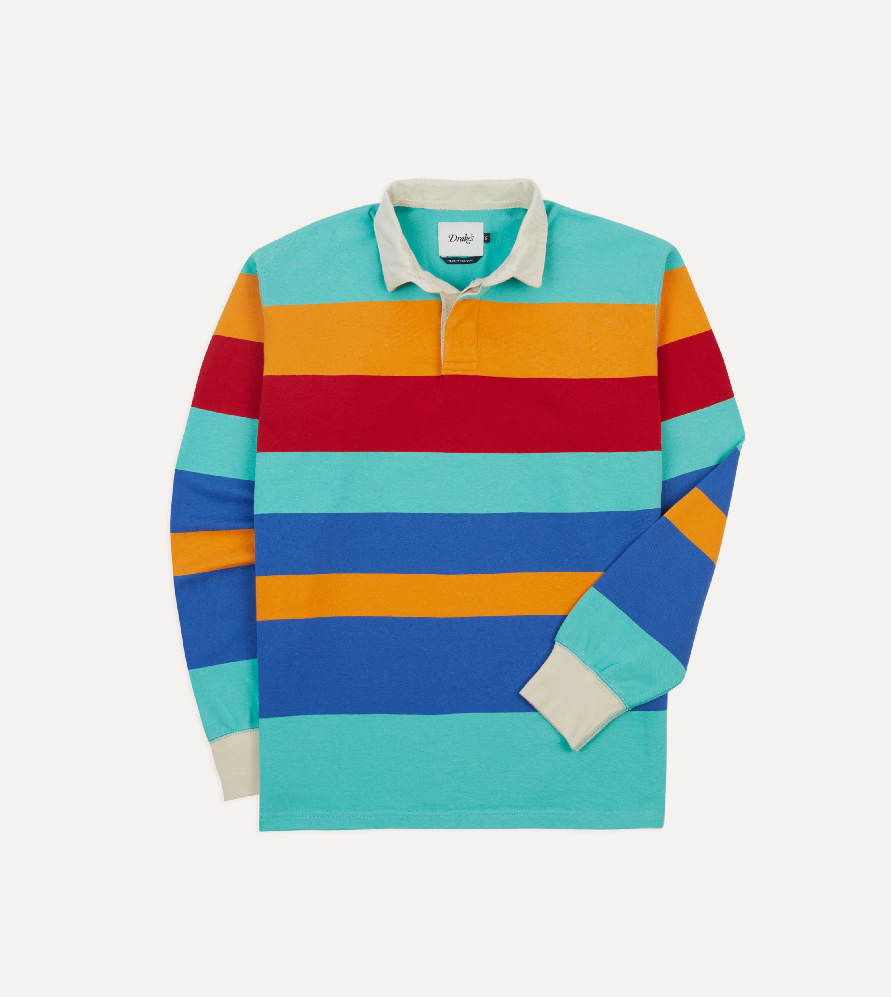 Turquoise, Yellow, Blue and Red Multi Stripe Cotton Rugby Shirt Seasonal Wardrobe