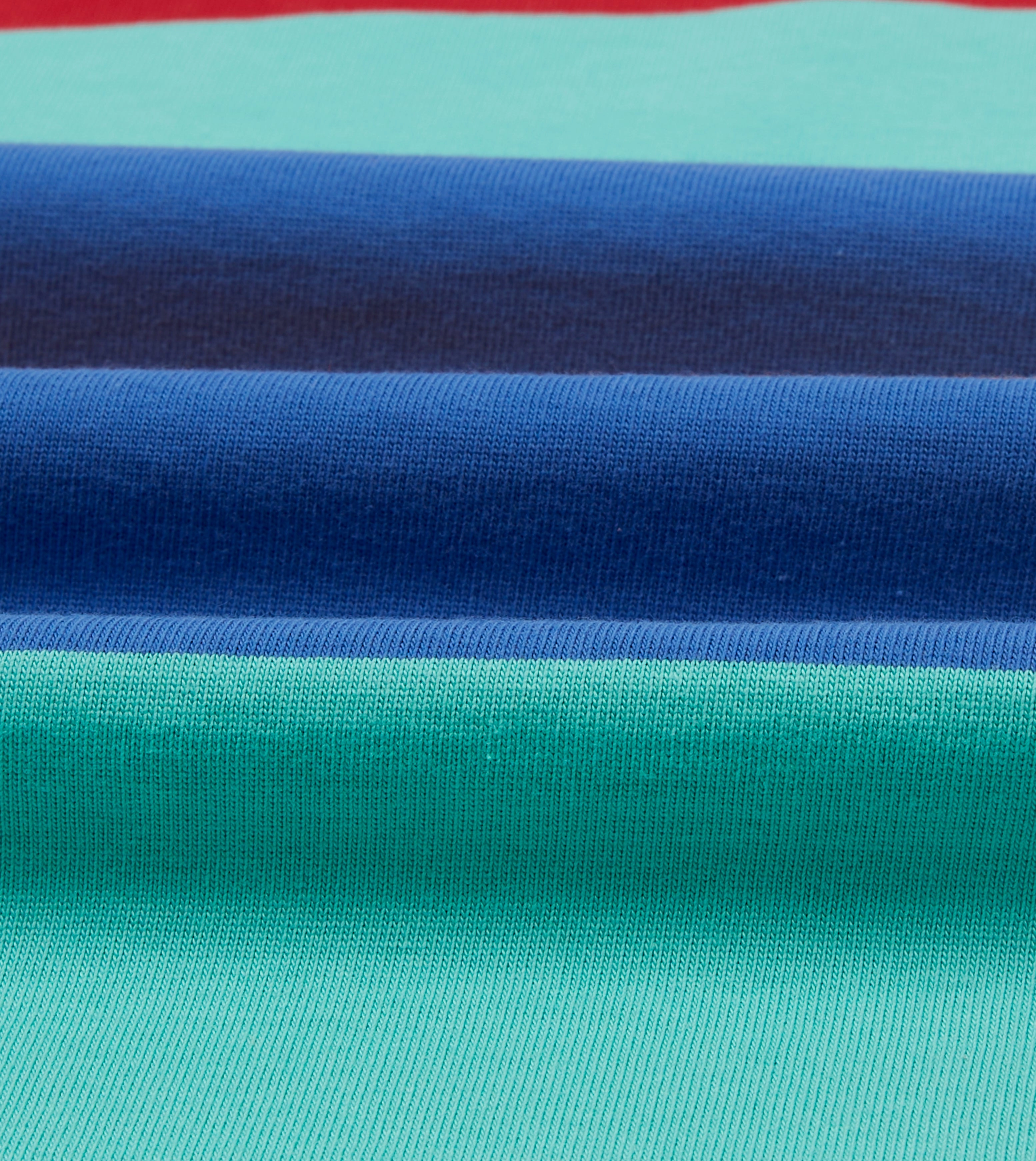 Raw edge Turquoise, Yellow, Blue and Red Multi Stripe Cotton Rugby Shirt
