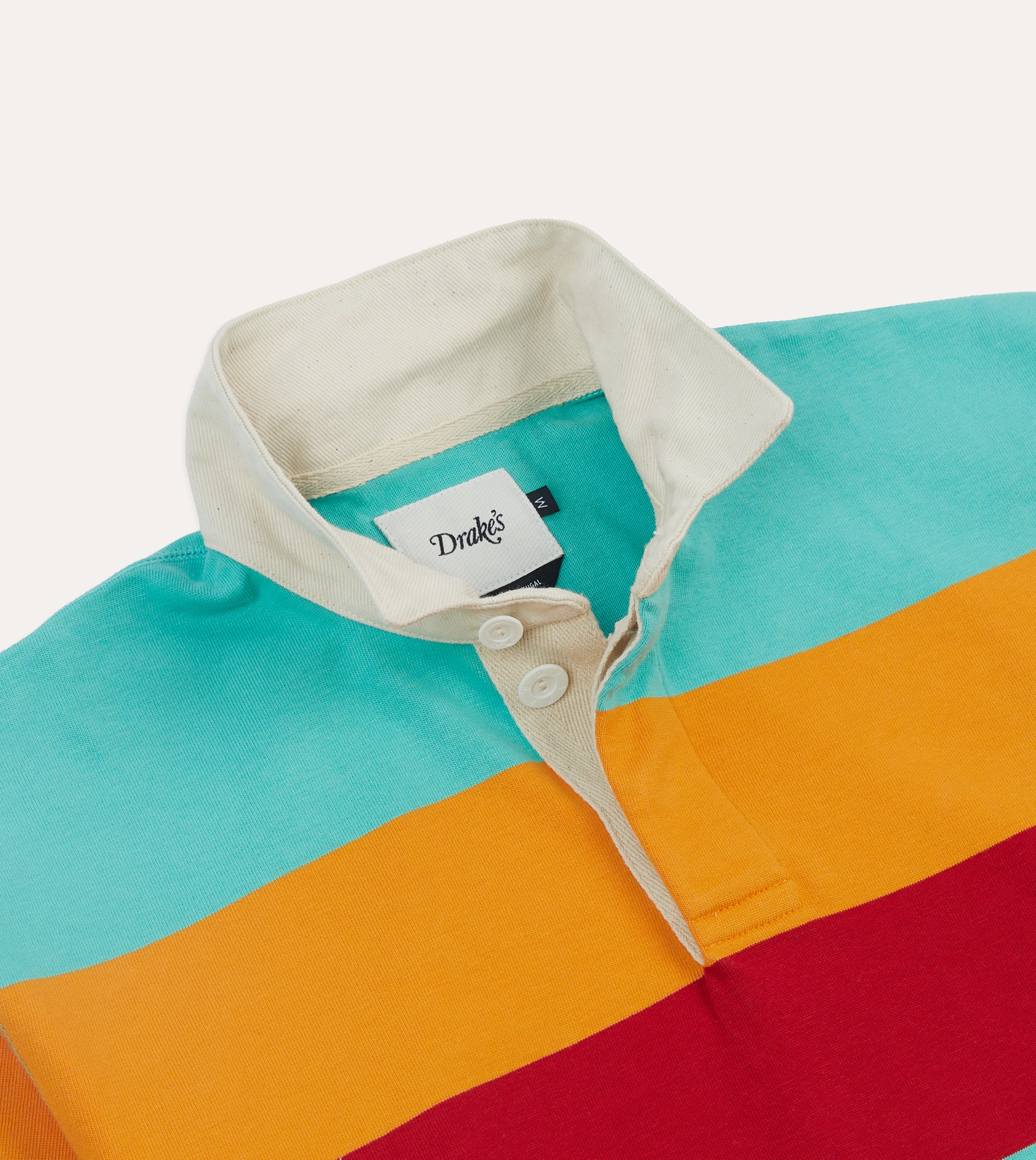 Layered Look Turquoise, Yellow, Blue and Red Multi Stripe Cotton Rugby Shirt