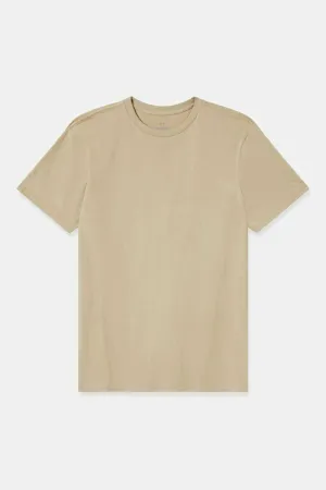 Breathable mesh lining Layered Sleeve Construction Premium Cotton S/S Tailored T-Shirt - Oatmeal