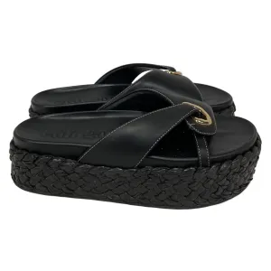 Cult Gaia Blythe Platform Sandals in Black Leather Move Power Weather resistant