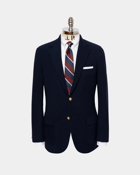 Tailored Layering Classic Design Wear Navy Knit Blazer