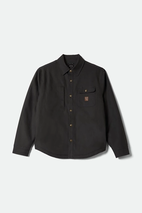 Builders Stretch L/S Overshirt - Washed Black Ventilated Back Panel