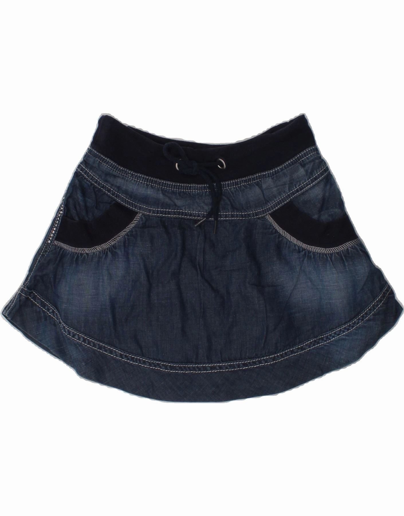 LIU JO JUNIOR Girls Denim Skirt 5-6 Years W24  Blue Cotton Versatile Look button detail