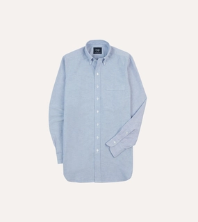 Casual Hangout Mid-Blue Cotton Oxford Cloth Button-Down Shirt
