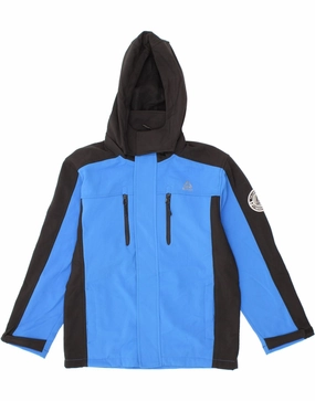 REEBOK Boys Hooded Windbreaker Jacket 10-11 Years Medium Blue Colourblock Layer Smart