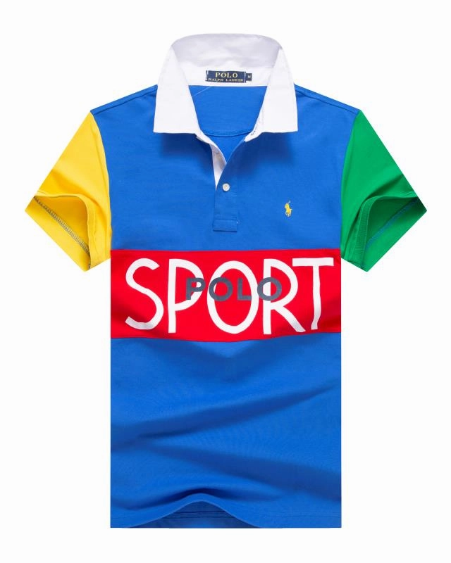 PRL Blue Multi Small Pony Short Sleeve Men Polo Camping attire Running Gear
