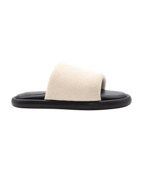 Proenza Schouler Pipe Stretch-Knit Slides in Ecru Leather Breathable Shoes