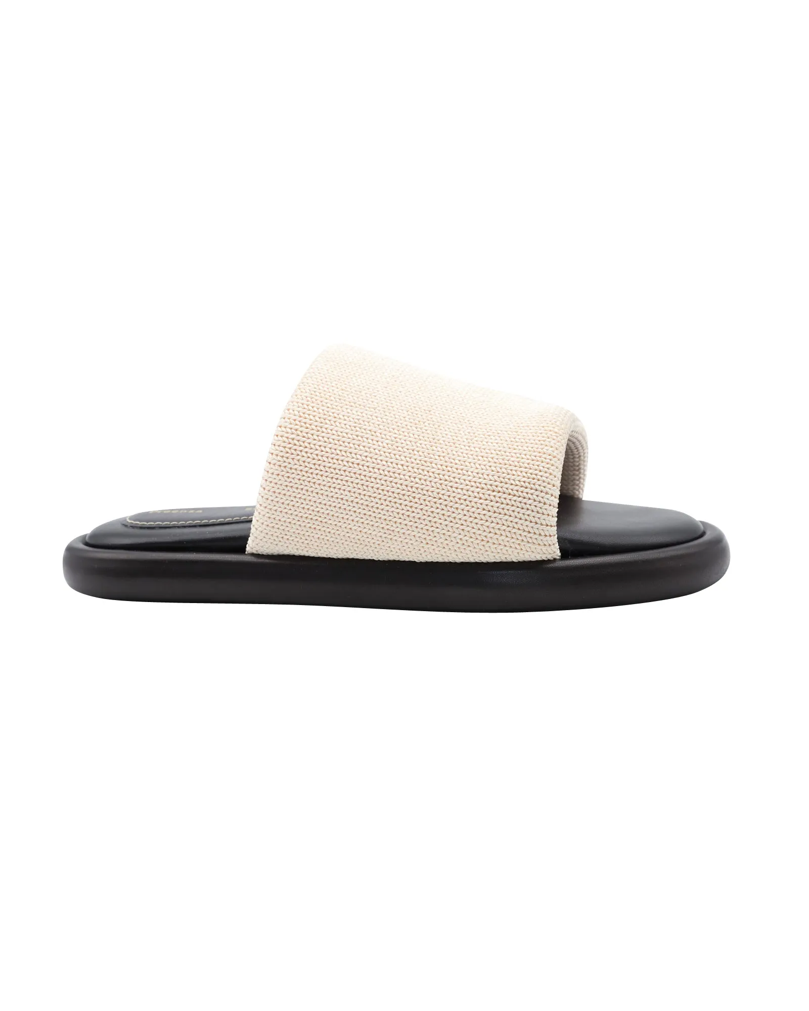 Proenza Schouler Pipe Stretch-Knit Slides in Ecru Leather Breathable Shoes