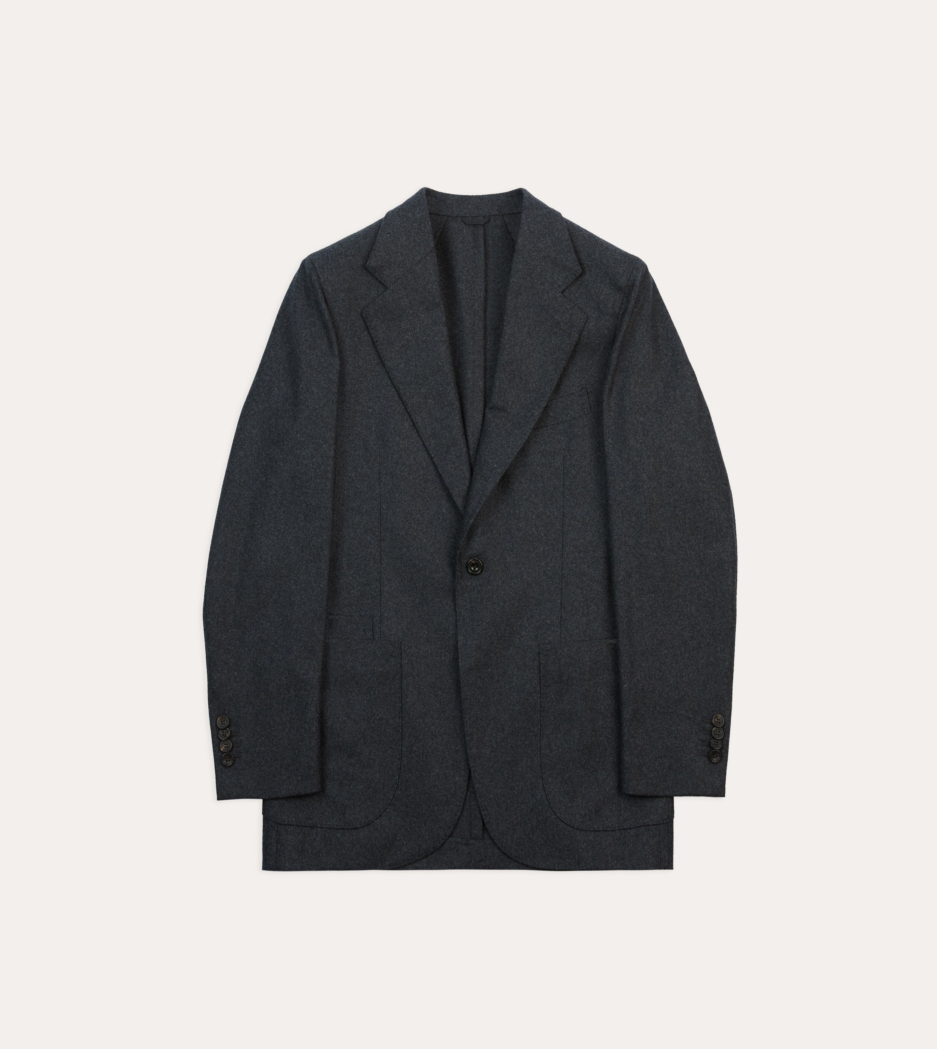 Grey Wool Flannel Tailored Jacket Classy Fit