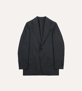 Grey Wool Flannel Tailored Jacket Classy Fit