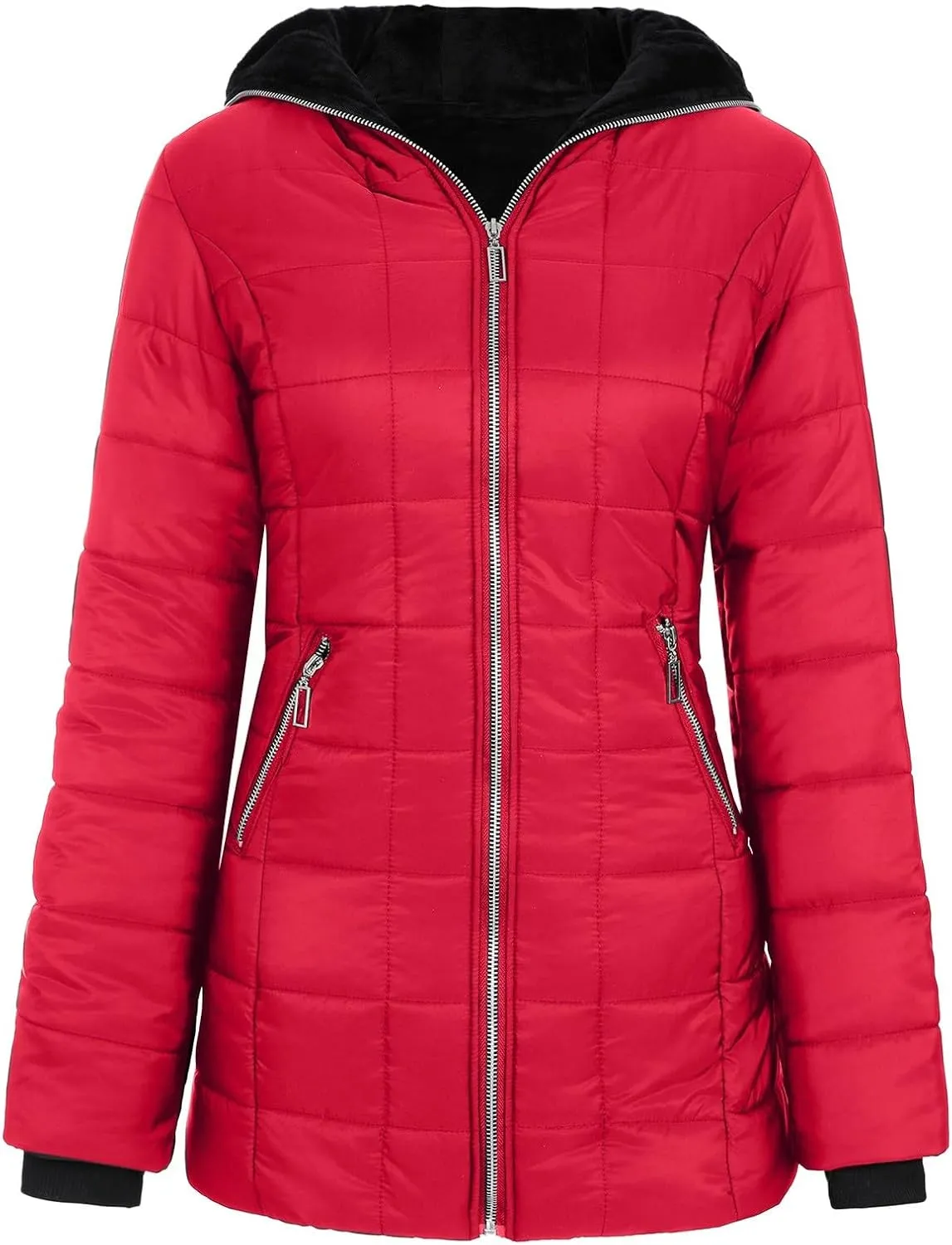 Puffer Jacket for Women 2024 Plus Size Casual Warm Down Coat Fleece Lined Thermal Padded Outwear Winter Daily Outfits