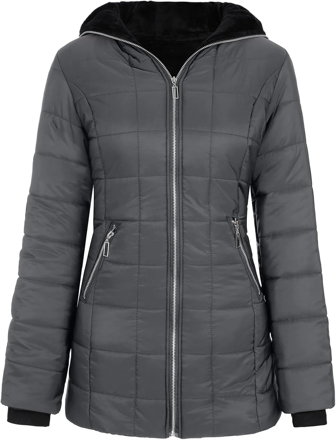 Puffer Jacket for Women 2024 Plus Size Casual Warm Down Coat Fleece Lined Thermal Padded Outwear Winter Daily Outfits
