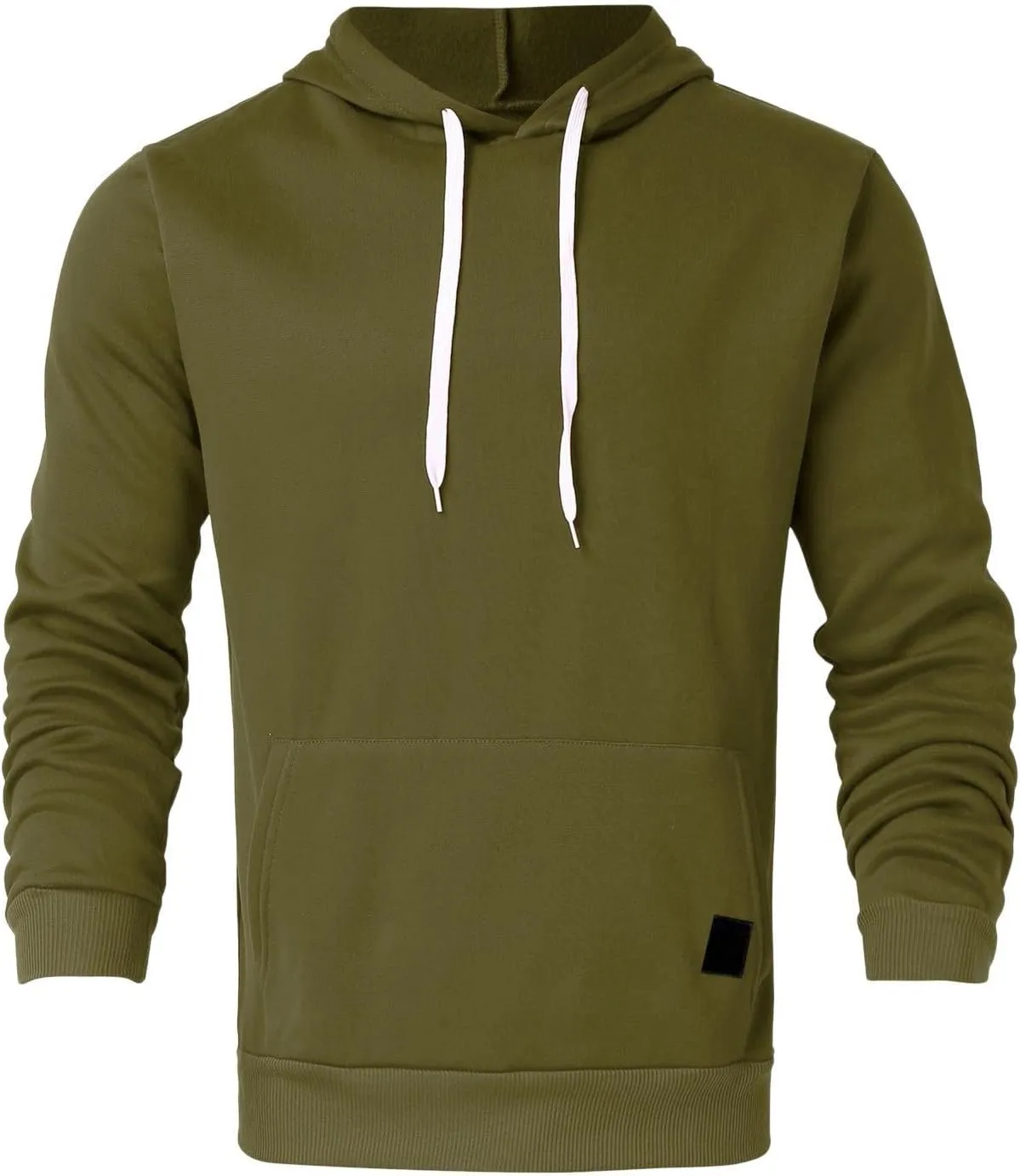 Pullover Hoodies for Men Solid Long Sleeve Drawstring Hooded Sweatshirt Trendy 2025 New Hoodies with Pockets