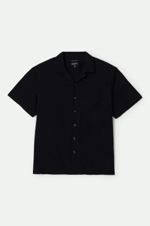 Bunker S/S Camp Collar Shirt - Black Tailored Silhouette Casual Sophistication