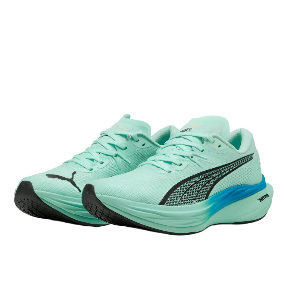 PUMA Men's Deviate NITRO 3 Running Shoes in Mint Melt/Speed Blue AW25 weekend convenience